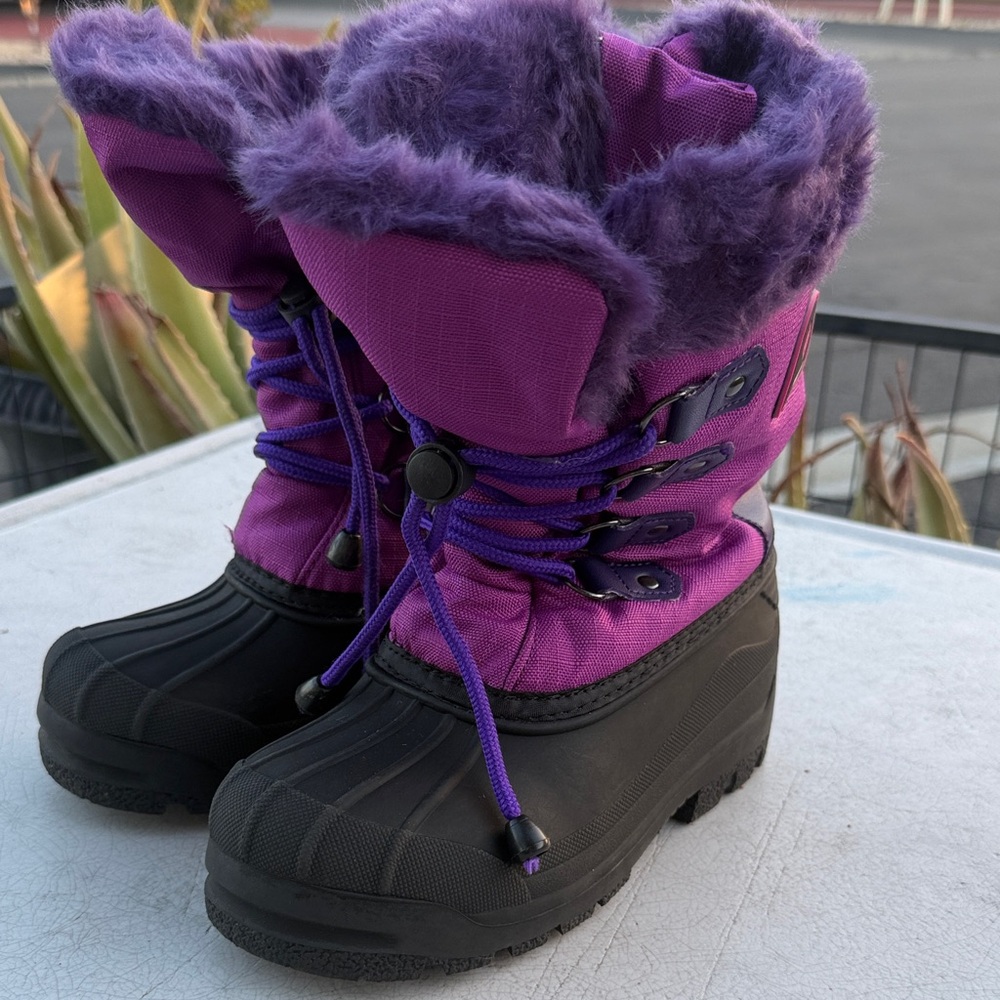 Purple and Black Dream Pairs Winter Boots with Fax Fur